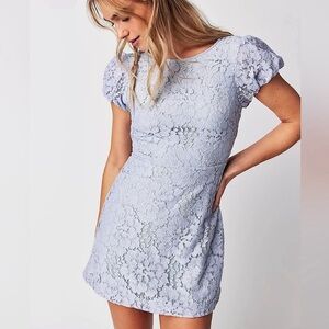 FREE PEOPLE blue lace HAILEE Mini Dress Size XL NWT
